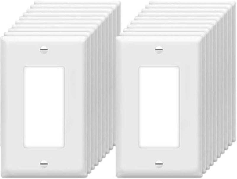 ZEFTV Decorator Wall Plates 1-Gang Switch Outlet Electrical Cover Plate Unbreakable Thermoplastic Faceplate for Light Receptacle Outlet Switch, White (20 Pack) - Image 1